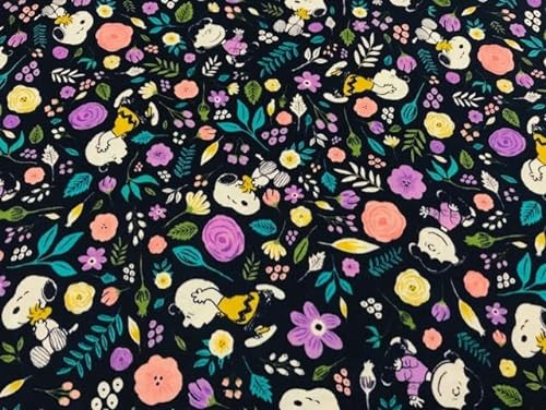 Snoopy Flowers Stoff Arbeitsstoff Bastelstoff Baumwollstoffe Kinder