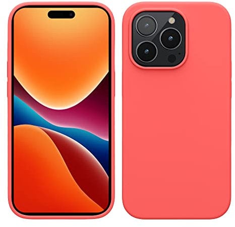 kwmobile Case for iPhone 14 Pro Case - Slim Soft TPU Silicone Cover - Works with Wireless Charging - Neon Coral