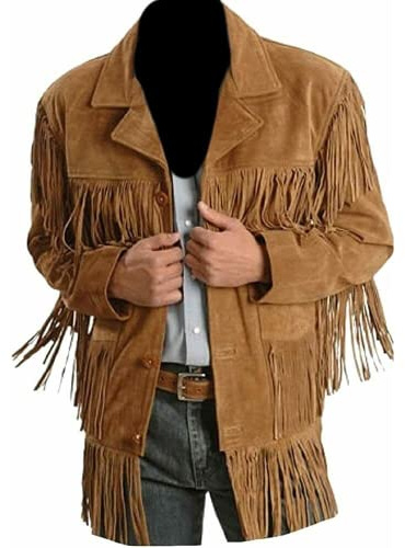 Quality Supply Traditional Western Cowboy Jackets for Men | Native American Suede leather Overcoat with Fringes | Men Fashion Jacket - Brown (as1, alpha, m, regular, regular, Suede, Medium)