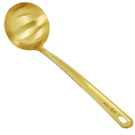 HOOZ 1x Suppenkelle aus Hochwertigem Edelstahl, Spülmaschinenfestes Küchen Zubehör, Löffelkelle ist Perfekt zum Suppen und Eintöpfe (34 x 9,5 cm) (Gold)