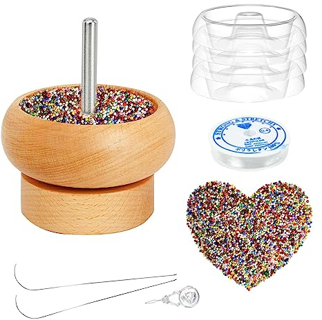 tongfeng Ton Perlenmühle Aus - Langlebiger Perlen Spinner Mit Perlennadeln Und 1000 Perlen - Bead Spinner Schale Set - Quickly Perlenspinner Bastelzubehör Für Perlenweben Schmuckherstellung