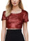 Glitzer Crop Top Damen Pailletten Oberteil Mode Frauen Sexy O-Ausschnitt Pailletten Kurzarm Kurz Cropped Top Bluse T-Shirt Glitzer Shirt Damen Elegant Party Sequin Top