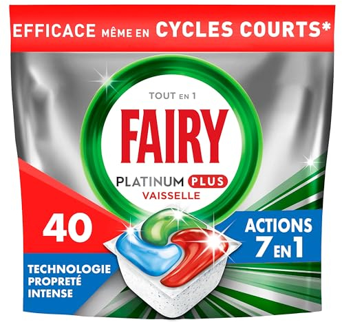 Fairy Platinum Plus Tablette Lave-Vaisselle All In One Technologie Propreté Intense, 40 X