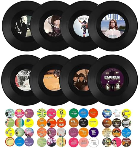 JAWAI Vinyl Schallplatte Retro, Schallplatten Dekoration Wand, 8-Teiliges Set Zufälliger Stil, Rollmusik Partydekoration Schallplatte, Für Dekoration von Bars, Café, Cafeteria, Party, Zuhause