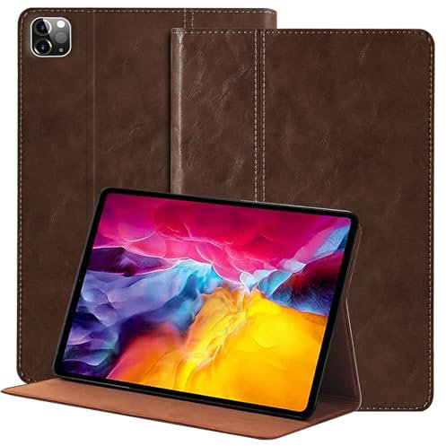 NANRUIL Hülle für Ipad Pro 12,9 Zoll 6./5./4./3.Gen 2022/2021/2020/2018 Echtes Leder Tablet Schutzhülle Case Cover,Auto Wachen/Schlafen.Dunkelbraun