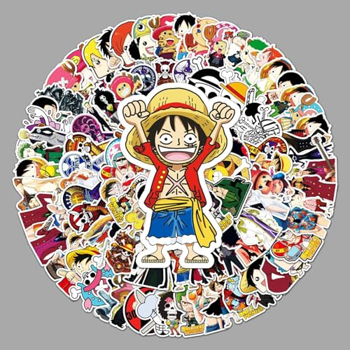 100 Stück One Piece Aufkleber für Wasserflaschen, Laptop, Computer, Skateboard, niedliches Aufkleber-Geschenk für Kinder, Teenager, wasserdicht
