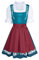 JASAMBAC Dirndl Damen Midi 3-Teiliges Oktoberfest Dirndl Trachtenkleid Dirndlkleider Karneval Oktoberfest Party Kostüm