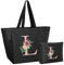 Ysound Initialen Tragetasche Damen, Personalisiert Handtasche Frauen, Schwarz Tote Bag Set, Einkaufstasche und Kosmetiktasche Geschenk für Frauen Freundin Braut Brautjungfern Geburtstag, Hochzeit (L)