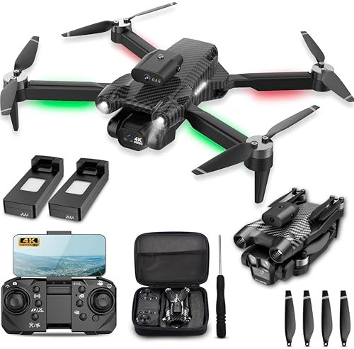 SGM 4K Drone for Kids and Adults, Foldable Mini Drone with 360° Flips, Headless Mode, Obstacle Avoidance, One-Key Start, 2 Batteries, 4K Camera, Carrying Case, Beginner-Friendly RC Toy - SY12