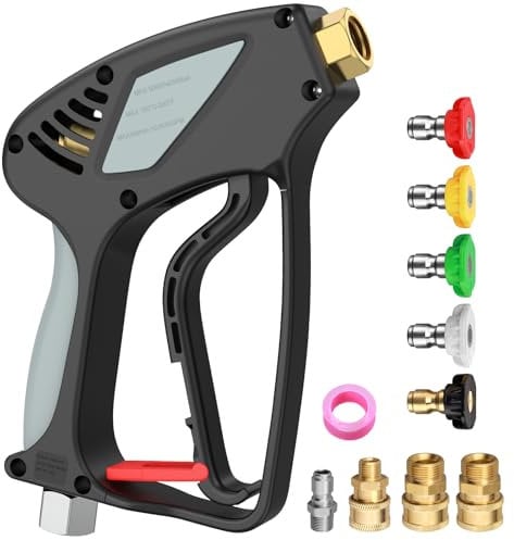 CAMWAY 5000psi High-Pressure Washer Portable Lightweight Cleaning Machine with Complete Accessories Ideal for Auto Enthusiasts, Homeowners, and DIY Projects Durable Brass Construction Anti-Slip Design