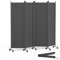 HIDODO 4 Panel Room Divider Folding Privacy Screen, Freestanding Room Partition with Lockable Wheels, Portable Wall Divider for Room Separation, 224 x 178cm, Grey