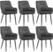 CLIPOP Esszimmerstuhl 6er Set mit Armlehne Küchenstuhl Polsterstuhl Wohnzimmerstuhl Sessel Sitzfläche aus Samt Loungesessel Set für Esszimmer,Arbeitszimmer,Wohnzimmer,Schlafzimmer (6er Set, Samt Grau)