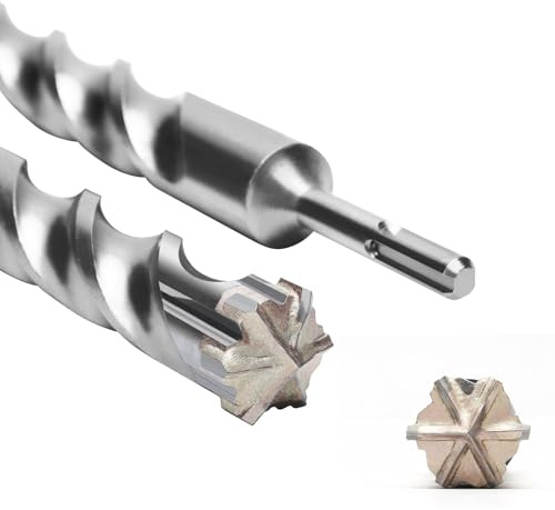 SDS Plus Bohrer 30mm x 460mm mit 6-Hartmetall Schneiden, Betonbohrer Ideal zum Bohren in Stein,Naturstein,Beton,Ziegelmauerbetonbohrer