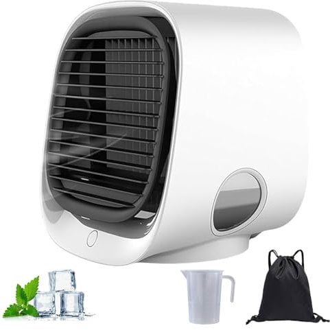 Airabreeze Portable Air Conditioner, Portable Airbreeze Fan Humidifier & Scent Dispenser, 2025 Aira Breeze Air Cooler Fan with Tank & LED Nightlight, 4 Speed Settings, Cooling in 90 Seconds (White)