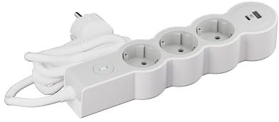 LEGRAND Regleta de enchufes, Base múltiple con Interruptor, con 3 Tomas 2P+T y USB A+C, Cable 1,5m, Blanco y Gris Claro 694424
