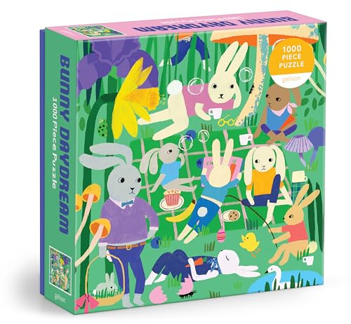 Galison Bunny Daydream – 1000 Piece Jigsaw Puzzle Featuring Beautiful Artwork Of A Bunny Picnic Scene For Easter
