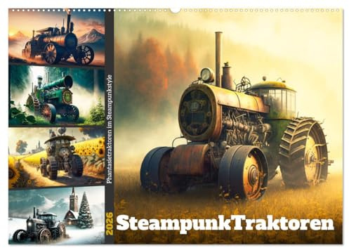 Steampunktraktoren (Wandkalender 2026 DIN A2 quer), CALVENDO Monatskalender: Phantasietraktoren im Steampunkstyle (CALVENDO Technologie)