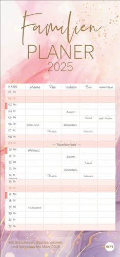 Watercolor Familienplaner 2025: Großer Familienkalender mit viel Platz für Termine und schönem Design: Organisationstool und Blickfang in einem! Kalender 2025 mit 5 Spalten. (Familienplaner Heye)
