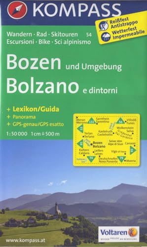 KOMPASS Wanderkarte Bozen und Umgebung /Bolzano e dintorni: Wanderkarte mit Aktiv Guide, Panorama, Rad- und alpinen Skirouten. GPS-genau. 1:50000. (KOMPASS-Wanderkarten, Band 54)