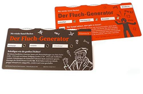 MeterMorphosen GmbH Der Fluch-Generator. Nie Wieder banal fluchen: Doppelseitig Bedruckte Drehschreibe mit klassischen Flüchen von Hans Sachs und Goethe sowie mit modernen Flüchen