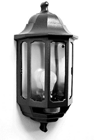 ASD HL/BK060P Half Lantern External Light with PIR Security Switch (Black)