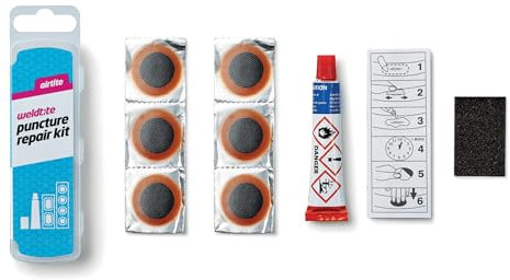 WELDTITE Airtite Bike Tyre Puncture Repair Kit - Traditional Feather Edge, Quick & Dependable Bike Inner Tube Fix