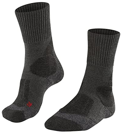 FALKE Herren Wandersocken TK1 Adventure M So Wolle Funktionsmaterial antiblasen dick 1 Paar, Grau Asphalt Melange 3180, 44-45