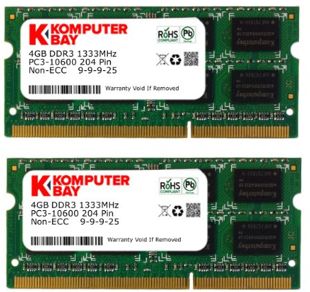 Komputerbay 8GB (2x 4GB) 204 Pin 1333MHz PC3 modulo di memoria DDR3 SODIMM 10600