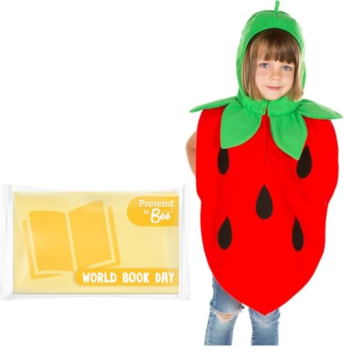 PRETEND TO BEE Strawberry Tabard Dress Up Costume for Kids, Unisex, 3-7 Years, Red