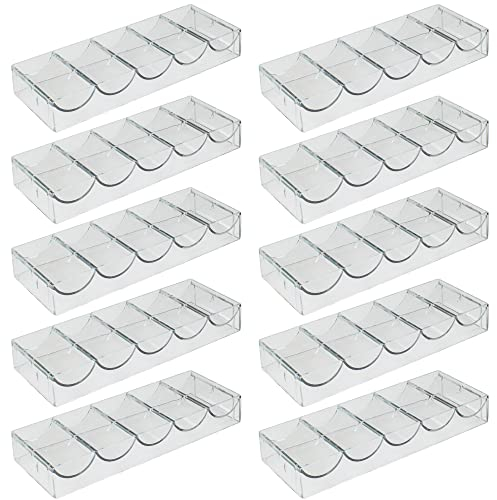 Brybelly Vassoio in acrilico trasparente per chip da poker | per chip di dimensioni standard e patatine di argilla, ogni vassoio contiene 100 patatine | 10 vassoi - senza coperchi