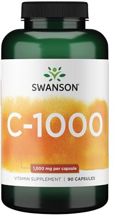 Swanson Vitamin C w/Rose HIPS - Herbal Supplement Promoting Skin Health, Heart Health & Immune System Support - Natural Formula Promoting Protection & Wellness - (90 Capsules, 1000mg Each)