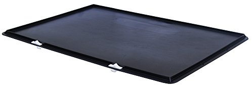 1a-TopStore Verschlußdeckel für Transport-Stapelkasten Serie TK 600, LxB=600x400 mm, schwarz, aus PPN mit Scharnieren u. weissen Verschluss-Riegeln