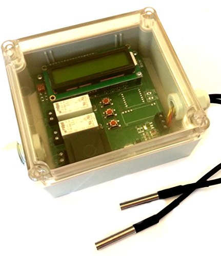 Doppel Thermostat mit 2 Sensoren - Kühlen und/oder Heizen - 2X Ausgänge mit 230V max. 16A / IP65 Gehäuse für Feuchträume geeignet/LCD Display