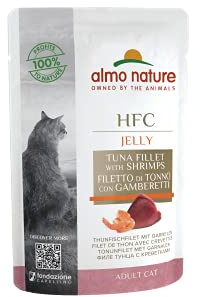 almo nature Katzenfutter – 100% natürlich, in Lebensmittelqualität – Klassische Gelee-Beutel mit Thunfisch & Garnelen (24 x 55 g)
