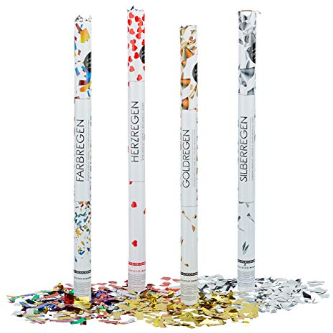 Relaxdays 20 x Party Popper 80 cm im XL Konfettikanonen Set, Konfetti Bombe für Hochzeit und Geburtstag, Konfetti Shooter 6-8 m Effekthöhe, metallic