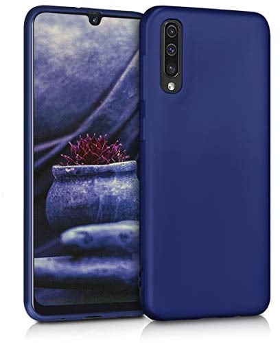 kwmobile Case kompatibel mit Samsung Galaxy A50 Hülle - Schutzhülle aus Silikon metallisch schimmernd - Handyhülle Metallic Blau