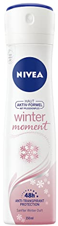 NIVEA Winter Moment Deo Spray, erfrischendes Antitranspirant mit 48h Anti-Transpirant-Schutz,Deodorant ohne Alkohol mit sanftem Winterduft und Kaolinpuder (150 ml)