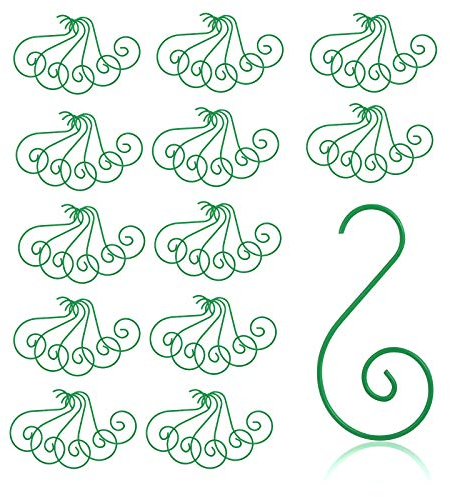 KATOOM 100pcs Christmas Ornament Hooks,S-Shaped Hangers Hook for Xmas Party Decorations Home Wedding DIY Crafts Hanging Jewelry Gift (Green)