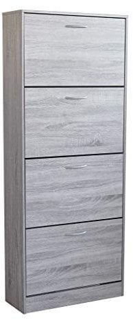 MilaniHome.it - Scarpiera Con 4 Ante In Legno Di Design Porta Scarpe Di Alta Qualità, Cm 60x24x150 H Colore: Grigio chiaro