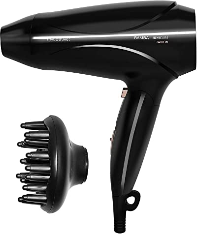 Cecotec Secador de Pelo Ionico Bamba IoniCare 5450 Power&Go Pro Fire. 2400 W de Potencia, Ion real, Gran caudal y Función de aire frío, Incluye Difusor, Negro con detalles en Bronce