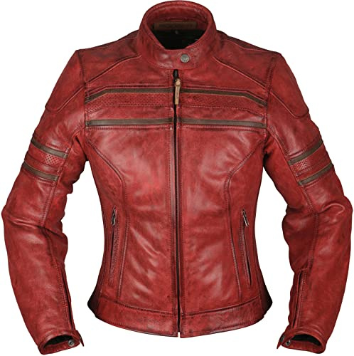 Modeka Iona Damer Motorcykel Skinnjacka, rot, 38