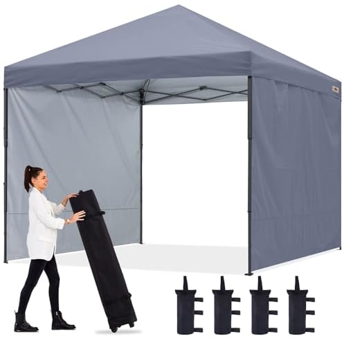 ABCCANOPY 3x3M Pavillon Outdoor Easy Pop-up-Überdachungszelt mit 2 Seitenwände,Grau