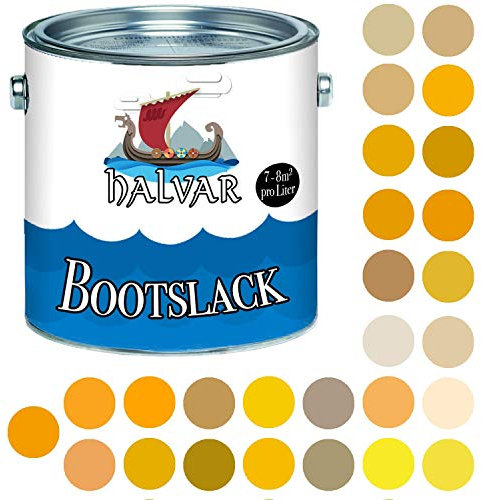 Halvar 2-K GLÄNZEND Yachtlack Gelb RAL 1000-1037 Bootslack für GFK/Polyester/Kunststoff 2-Komponenten Lack inkl. Härter (1 L, RAL 1013 Perlweiß)