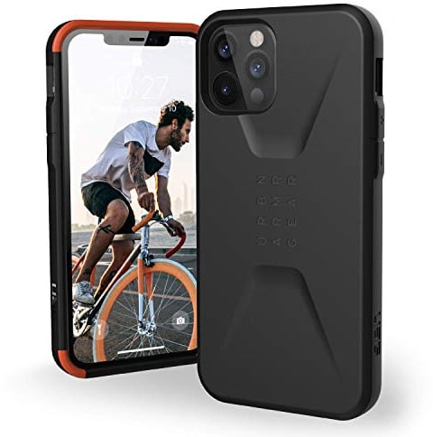 URBAN ARMOR GEAR UAG iPhone 12/12 Pro 5G- (6.1 inch) Sleek Ultra-Thin Shock-Absorbent Civilian Protective Cover, Black
