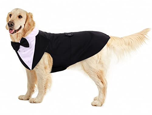 Hundekostüm Weihnachten Halloween Kostüm für Große & Kleine Hunde - Smoking Shirt & Weihnachtsoutfit (Schwarz, XXL)