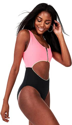 Nike Cutout One Piece Badeanzug Damen, Damen, Trainingsanzug, NESSB309-001, schwarz, XS