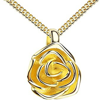 JEVELION Goldkette Anhänger goldene Rose Rosenblüte aus 333 Gold für Damen Mit Halskette - Kettenlänge 50 cm.