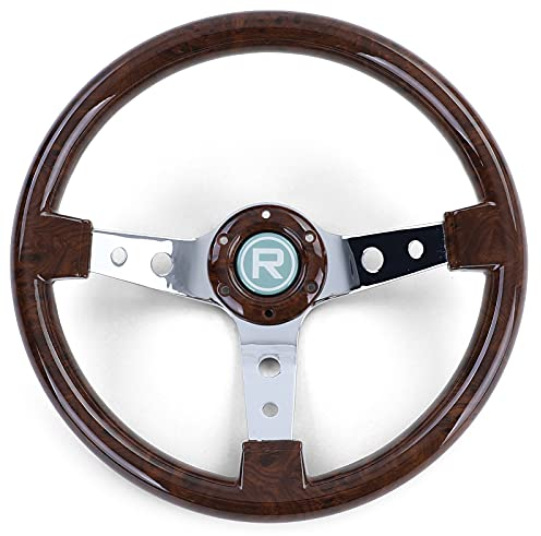 Exclusive Sport Lenkrad Holz Optik mit Chromspeichen 350mm für Momo Sparco