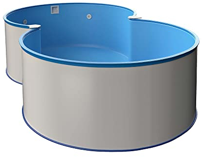 Set piscina a 8 forme (lunghezza x larghezza x profondità) 5,40 m x 3,50 m x 1,20 m, piscina Made in Europe, con impianto di filtraggio a sabbia SF133 da 6 m³/h, camera da incasso, sabbia filtrante