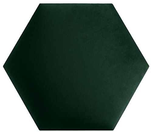 softwalls Wandkissen Hexagon Stoff mit 50mm Polsterung - Bett Kopfteil Wandpolster - Wandverkleidung - Wandpaneele | 40 x 34.5 Dunkelgrün